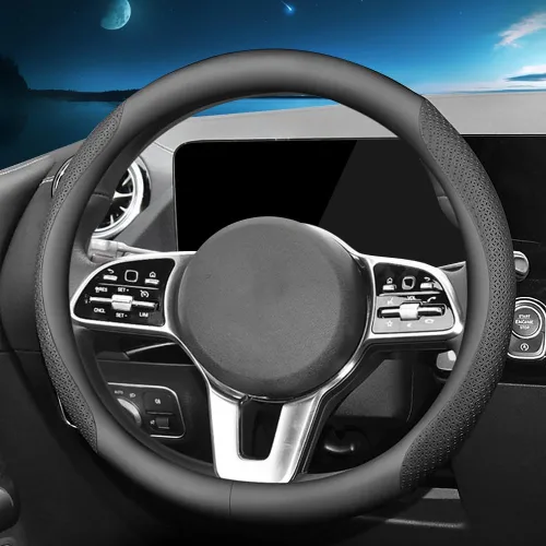 Miniatura 2 de HAOTULE Funda de Volante de Cuero Nappa Delgada y Elegante, para Funda de Volante Mazda Conversión Interior (Negro)