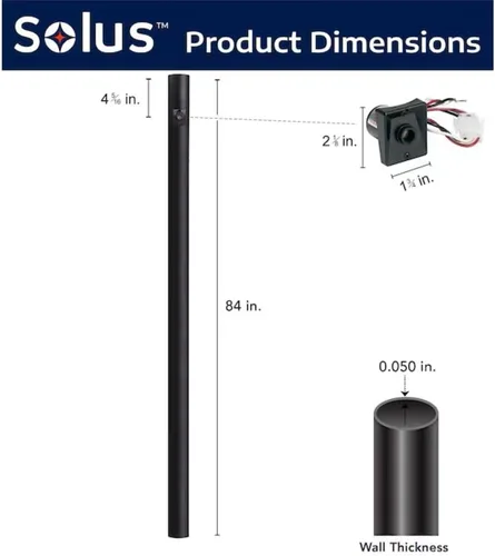 Miniatura 4 de Solus SP7-320NCA-BK-2PK Poste de lámpara de entierro directo para exteriores de 7 pies con sensor fotográfico del atardecer al amanecer, se adapta a