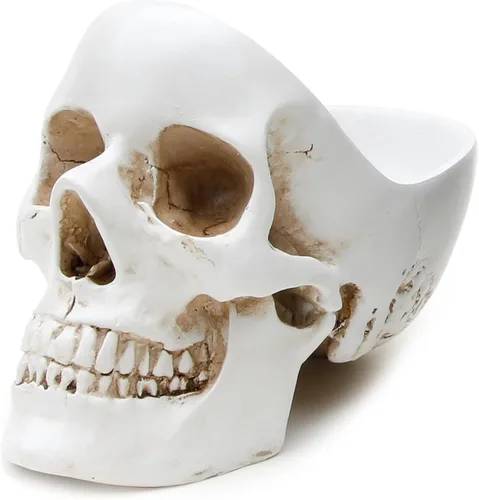 Suck UK Organizador de joyas de calavera y cuenco para llaves plato gótico o organizador de escritorio soporte de pulsera de cerámica y soporte para