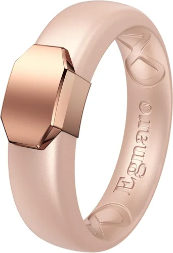 Egnaro - Anillo de boda de silicona para mujer, diseño ergonómico y transpirable, ancho de 0.15 pulgadas, bandas de silicona flexibles con placa