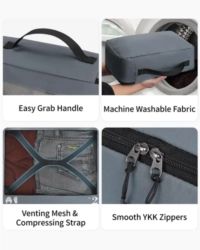 Miniatura 5 de ECOHUB Juego de 7 cubos de equipaje resistentes al desgarro con icono de número para accesorios de viaje, equipaje maleta, cubos de embalaje