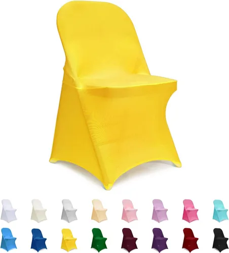 ManMengJi Fundas para sillas plegables amarillas, fundas universales para sillas de 6 piezas, se adaptan a la mayoría de sillas plegables sin