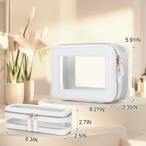 Miniatura 4 de Pinkmik Pequeña bolsa de maquillaje transparente, mini estuche para cosméticos, bolsa de aseo impermeable con cremallera, organizador de bolsos