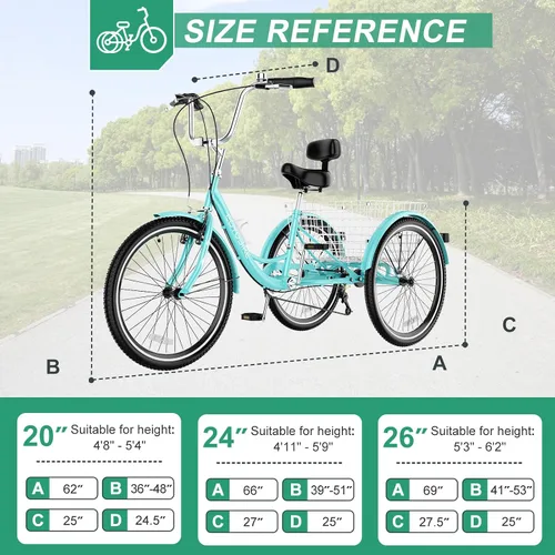 Miniatura 3 de LILYPELLE Adult Tricycle 7 Speed, 3 Wheel Bike Adult, 20/24/26 inch Wheels Cruiser Bikes with Cargo Basket for Seniors, Women, Men
