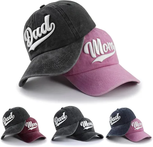 Miniatura 2 de 2 gorras de béisbol de algodón bordadas en 3D para mamá y papá, regalo para parejas y padres