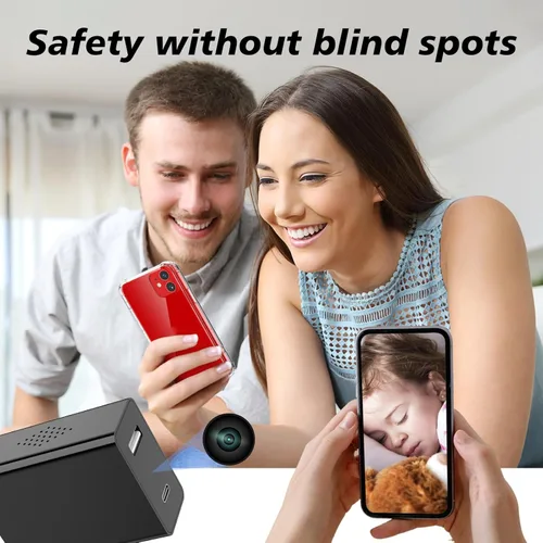 Miniatura 7 de NJINALW Cámara de carga inteligente inalámbrica, mini cámara WiFi HD 1080P con visión nocturna, diseño de doble puerto (USB + tipo C) - Micro cámara