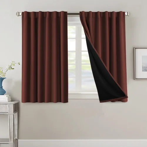 Miniatura 21 de H.VERSAILTEX Cortinas 100% opacas para dormitorio con forro negro, cortinas de oscurecimiento de habitación completa, con aislamiento térmico
