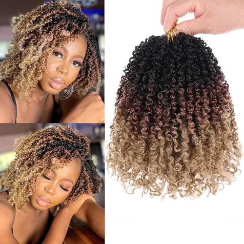 Miniatura 47 de Unionbeauty - Paquete de 8 trenzas de ganchillo Yanky Twist de 6 pulgadas, 8 paquetes, color negro natural, micro Passion Twist, extensiones