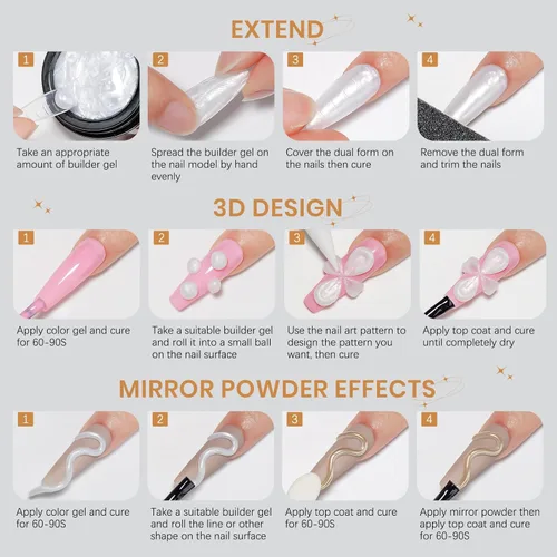 Miniatura 8 de Gel de Escultura 3D en Blanco Perla para Arte en Uñas, Gel Constructor Sólido Antiadherente para Manos, Uñas Duras para Extensión, Moldeado