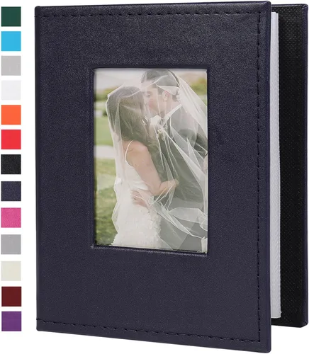 Miniatura 39 de Álbum de Fotos 4x6 para 300 Fotos Cubierta de Cuero PU Página Interior Negra para Álbumes de Boda Libro de Fotos Familiar Bebé Aniversario Bolsillo