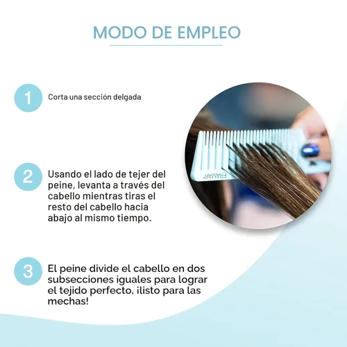Miniatura 3 de FRAMAR Dreamweaver Juego de Peines para Mechas - Peine Profesional para Mechas con Punta Separadora, Peine de Tinte para el Cabello, Peines de Papel