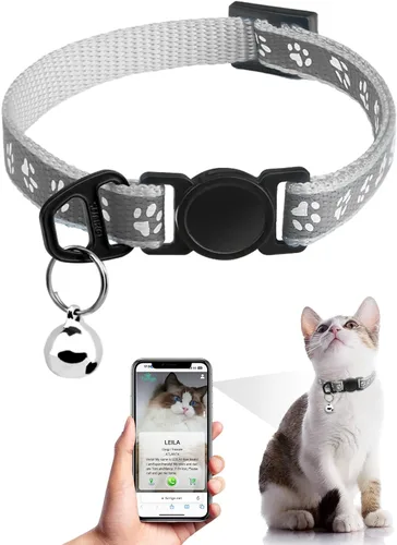 Miniatura 14 de Collar de Gato con Liberación de Seguridad con Etiqueta de Nombre de Código QR, Collares Reflectantes para Gatitos con Cascabel, Etiqueta