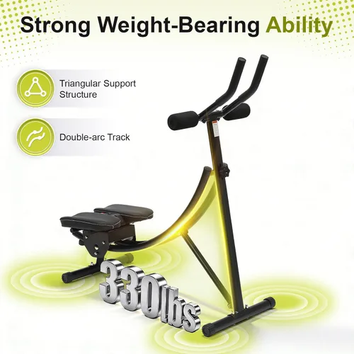 Miniatura 6 de Abdominal Crunch Coaster, Height Adjustable Ab Trainer Abdominal Whole with LCD Monitor & Six Silent Rollers, Body Workout Machine for Home, Negro