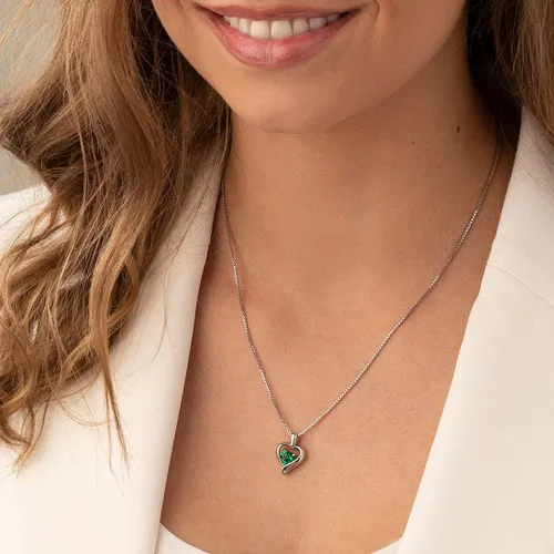 Miniatura 2 de Peora Sterling Silver Heart in Heart Solitaire Pendant Necklace for Women in Various Gemstones, Heart Shape 6mm, with 18 inch Italian Chain