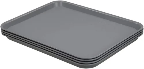 Miniatura 4 de Begale Bandeja de plástico para servir comida rápida, bandeja grande de cocina, juego de 4, gris