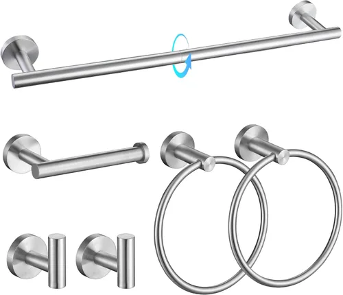 Miniatura 13 de TQKAG Juego de accesorios de baño de 5 piezas, juego de accesorios de baño de oro cepillado de 23.6 pulgadas, juego de toallero de acero inoxidable