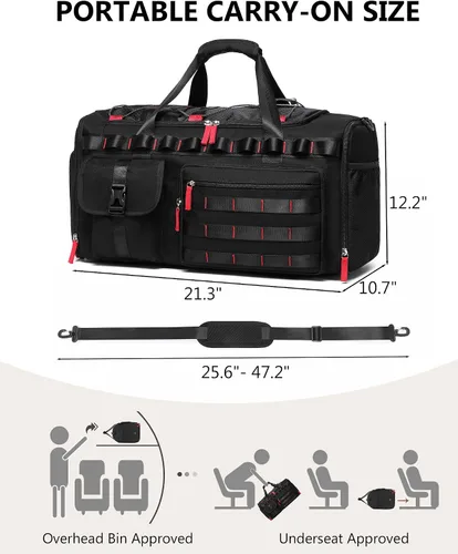 Miniatura 2 de Bolsas de gimnasio para hombres y mujeres, 45L grande de viaje de fin de semana, mochila deportiva con zapatos y compartimento para laptop, bolsa