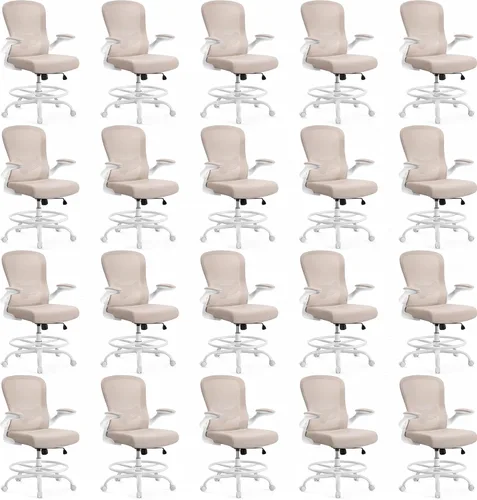 Miniatura 14 de ErGear Silla de dibujo, silla de escritorio de pie con reposabrazos abatibles, silla de escritorio alta altura ajustable, silla de oficina alta Negro