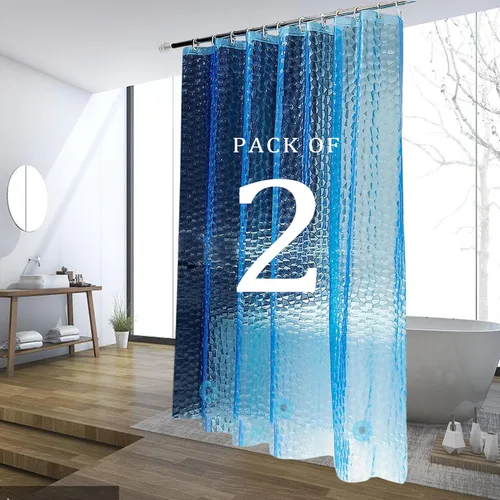 Miniatura 22 de Forro de cortina de ducha, cortinas de ducha 100% impermeables de Peva con 3 imanes inferiores pesados y 12 ojales a prueba de óxido, forro de ducha
