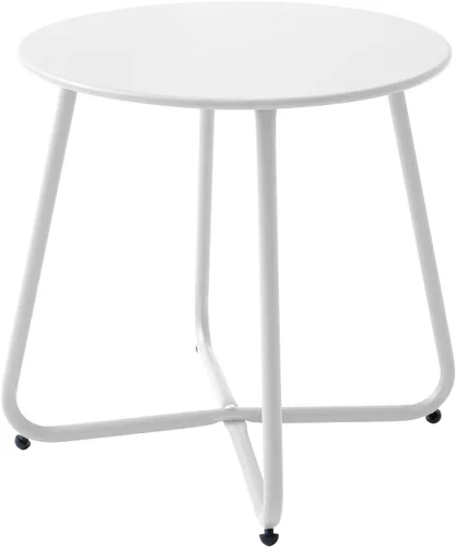 Miniatura 11 de Meluvici Mesa auxiliar pequeña para patio, impermeable, redonda, de acero de metal, resistente a la intemperie, portátil, para exteriores e Negro