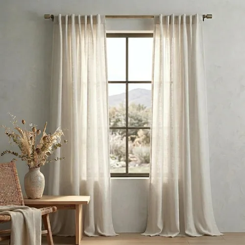 Miniatura 99 de Cortinas de lino azul claro de 90 pulgadas de largo para sala de estar, dormitorio de niñas, guardería, decoración acogedora de verano, bolsillo