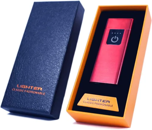 Miniatura 7 de Sensor inteligente de huellas dactilares a prueba de viento de doble cara Encendido de cigarrillos USB recargable Encendedor (rojo)