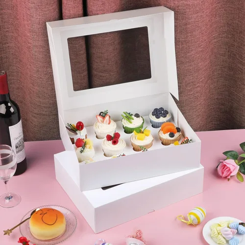 Miniatura 7 de Svalor Cajas para Cupcakes, Paquete de 2 Contenedores Desechables para Cupcakes, Portador de Cupcakes Grado Alimentario 12 Unidades con Ventana e