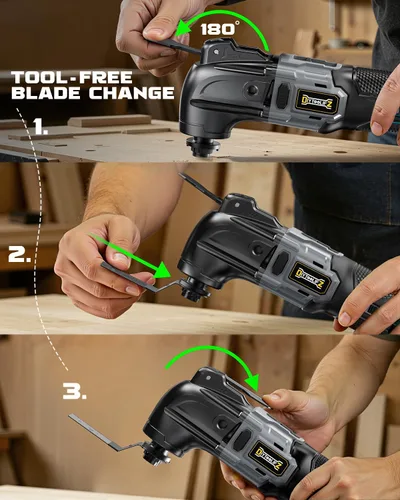Miniatura 4 de Herramienta Oscilante Inalámbrica para Batería Dewalt de 20V, Herramienta de Motor sin Escobillas de 6 Velocidades Variables, Kit de Múltiples Para