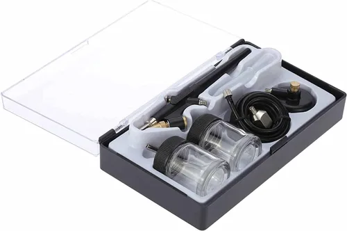 Miniatura 8 de Sand Blaster - Mini kit de compresor de aerógrafo, alimentación de sifón, pistola de pintura con cepillo de aire de acción única, pistola de arena