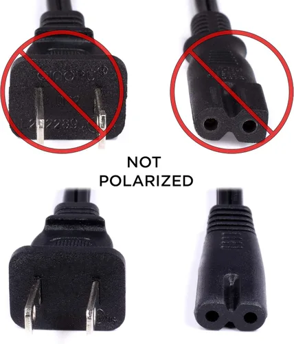 Miniatura 3 de Figura 8 Cable de alimentación (2 clavijas) con núcleo de alambre de cobre, no polarizado para satélite, CATV, sistemas de juego y más – NEMA 1-15P