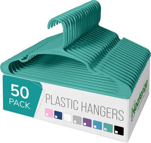Miniatura 18 de NEATERIZE Ganchos para Colgar Ropa 50 Pack Azul - Ganchos de Plástico - Percheros de Ropa