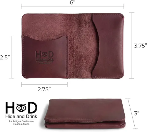 Miniatura 7 de Hide & Drink, Tarjetero plegable hecho a mano de cuero de grano completo, almacenamiento de tarjetas de crédito, organizador de dinero, caja