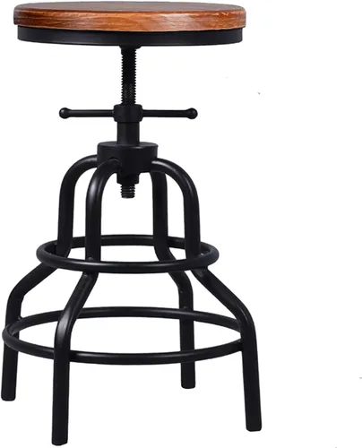 Miniatura 3 de Topower American Taburete de bar con altura regulable, diseño industrial antiguo, silla, cocina, comedor, silla para el desayuno, estilo industrial