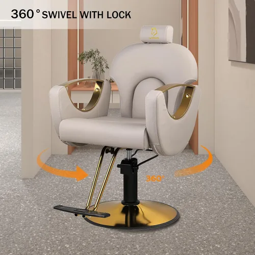 Miniatura 4 de Silla de peluquero reclinable silla de peluquería hidráulica sillas de peluquería giratoria de 360 grados silla de peinado silla de corte de salón