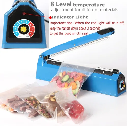 Miniatura 2 de Sellador térmico de impulso de 8 pulgadas, máquina de polietileno manual para bolsas de plástico PE PP bolsas con agarre adicional de elemento