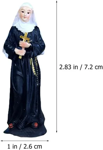 Miniatura 6 de Garneck Estatua de monja Virgen Figuras católicas Estatua de oración Mini escultura católica Figuras Virgen Desltop Escultura Escritorio Rosario