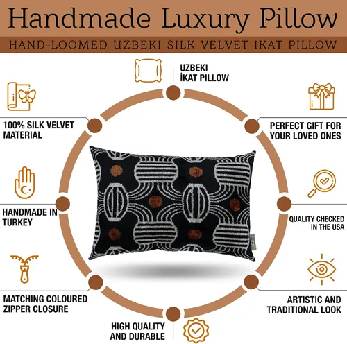 Miniatura 4 de CANVELLO -Exquisita almohada de plumón/cojín: almohadas de plumas elegancia y arte Almohadas icónicas con diseño Ikat Seda de terciopelo suave