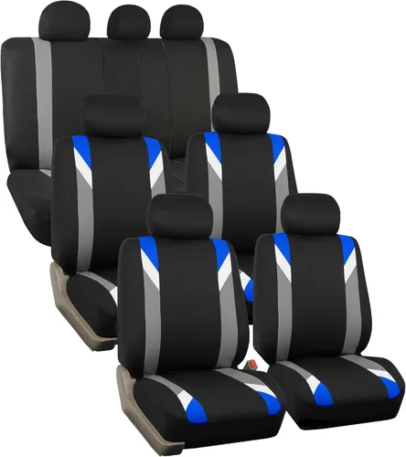 Miniatura 15 de Fundas para asientos en 3 filas modernas de alta calidad FH GROUP FH-FB033217 color beige y negro, para la mayoría de los autos, camionetas, SUV