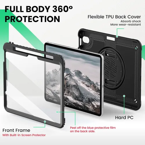 Miniatura 6 de SEYMAC Funda protectora a prueba de golpes para iPad Air de 11 pulgadas M4, M3, M2 (2026/2025/2024), funda protectora a prueba de golpes