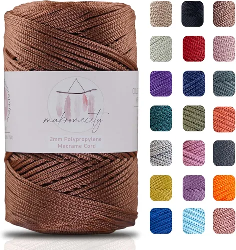 Miniatura 30 de Makromecity, 2 carretes de cordón de macramé de poliéster de 2 mm x 250 yardas (750 pies) de 2 mm de cordón de polipropileno para macramé, ideal