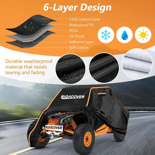Miniatura 2 de Funda UTV de 2 plazas para Can am Maverick X3/Yamaha YXZ 1000R/RZR Pro XP con tiras reflectantes, resistente al viento, impermeable, para todo tipo