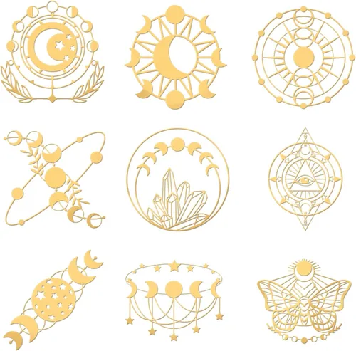 Miniatura 11 de OLYCRAFT Calcomanías temáticas de ala de ángel, 9 calcomanías de metal de latón dorado de 1.6 x 1.6 pulgadas para álbumes de recortes, manualidades