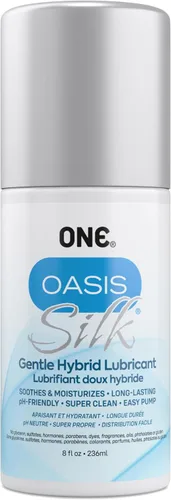 ONE Oasis Silk - Lubricante híbrido personal de alta calidad, suave, fácil de limpiar, fórmula de larga duración, antiadherente, sedoso y ultra