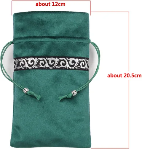 Miniatura 2 de BLESSUME Mantel de tarot de altar adivinación Wicca terciopelo cuadrado con bolsa de tarot (verde)
