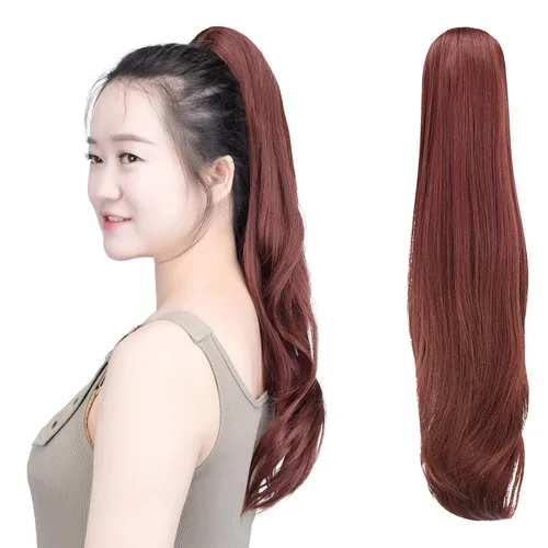 Miniatura 10 de SYXLCYGG Auburn Clip Cola de caballo Clip Cola de caballo Extensión de cola de caballo ondulado 10 pulgadas 3.5 oz pelo sintético falso pieza