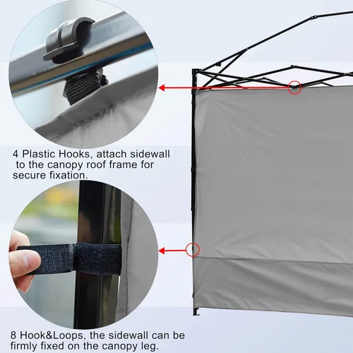 Miniatura 6 de NINAT Toldo de pared solar impermeable para toldo desplegable de 8 x 8 pies, carpa de carpa de pierna recta, toldos instantáneos para exteriores
