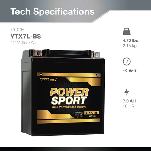 Miniatura 2 de ExpertPower Batería YTX7L-BS 12v 7Ah para Honda 250 CMX250C Rebel 1996-2014
