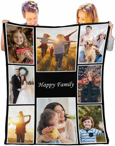 Miniatura 21 de InterestPrint Manta personalizada con texto y fotos, collage, regalo personalizado para cumpleaños, aniversario, boda, regalo personalizado