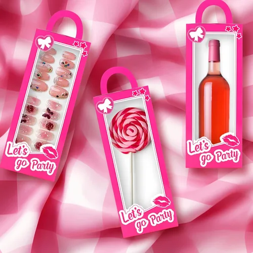 Miniatura 5 de CrazyJan 12 cajas de regalo de fiesta rosa para niñas, cajas de regalo de muñeca rosa intenso, despedida de soltera, decoración de fiesta