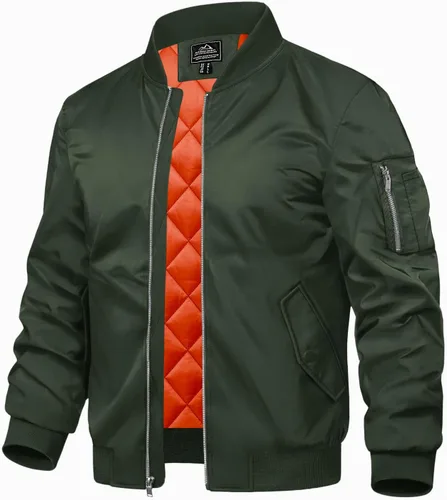 TACVASEN - Chaqueta bomber para hombre, cortavientos, chaqueta térmica acolchada, abrigada, para invierno